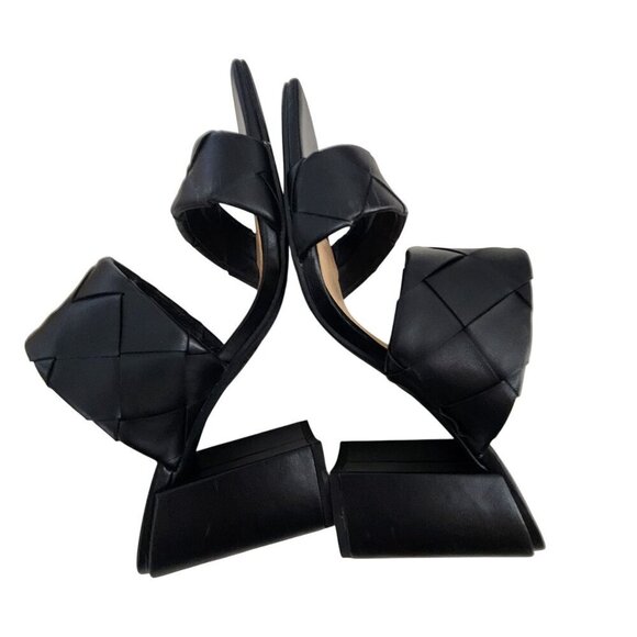 Soda Black Woven Heeled Mules For Women Size 9 Square Toe Block Heel - Picture 6 of 15